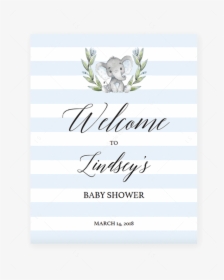Transparent Baby Shower Turtle Clipart - Free Printable Elephant Baby Shower Sign, HD Png Download, Transparent PNG