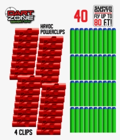 Dart Zone® Havoc Ammo Powerclip And Dart Refill Pack - Dart Zone Darts, HD Png Download, Transparent PNG