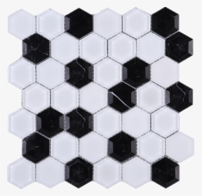 3d Hexagon Honey Comb Black And White Glass And Mosaic - Mosaic In Honey Comb, HD Png Download, Transparent PNG
