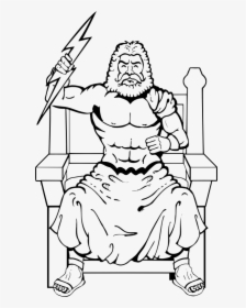 Zeus By Overjupiter Line Art - Cronus Greek Mythology Clipart Png, Transparent Png, Transparent PNG