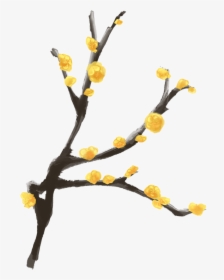 Ink Plum Hand Painted Branch Winter Antique Png And - Illustration, Transparent Png, Transparent PNG