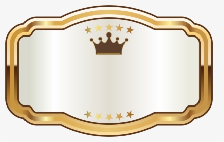White Label With Gold Crown Png Clipart Image - Black And Gold Crown Labels, Transparent Png, Transparent PNG