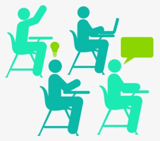 Four Students At Desks - School Black And White, HD Png Download, Transparent PNG
