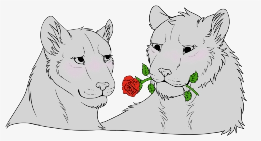 Lioness Couple Lineart, HD Png Download, Transparent PNG