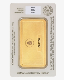 100g Hafner Gold Bar Minted (back) - Cpu, HD Png Download, Transparent PNG