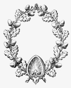 Round Frame Of Oak Leaves And Acorns - Flower Wreath Coloring Page, HD Png Download, Transparent PNG