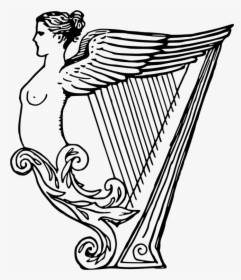 Line Art,art,monochrome Photography - Harp Drawing, HD Png Download, Transparent PNG
