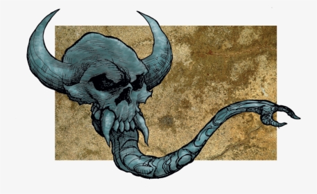 Horned Evil Skull Illustration - Texture, HD Png Download, Transparent PNG
