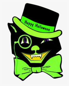 Vintage Halloween Cat Clip Art, HD Png Download, Transparent PNG