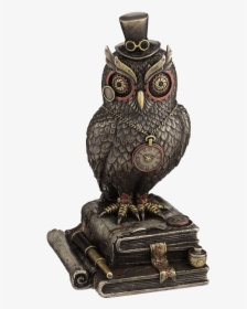 Steampunk Owl With Top Hat And Books - Steampunk Owl Statue, HD Png Download, Transparent PNG