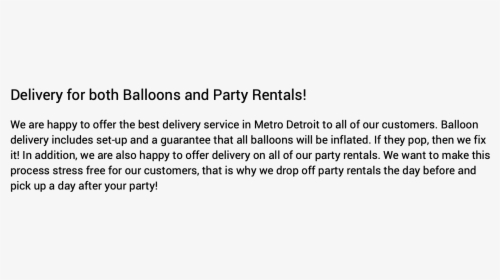 Delivery For Both Balloons And Party Rentals We Are - Florida, HD Png Download, Transparent PNG
