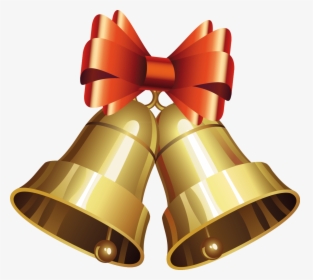 Golden Christmas Bells With Bow Png Image - Golden Bell Transparent Background, Png Download, Transparent PNG