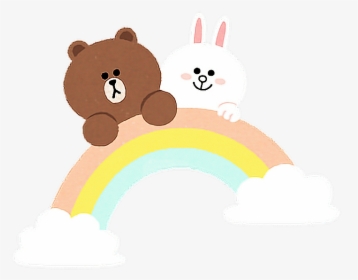 #rainbow #line #brown #cony #love #cute #colorful #could - Brown And Cony Love, HD Png Download, Transparent PNG