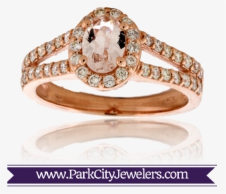 Morganite Oval And Round Diamond Rose Gold Ring - Double Diamond Huggie Earrings, HD Png Download, Transparent PNG