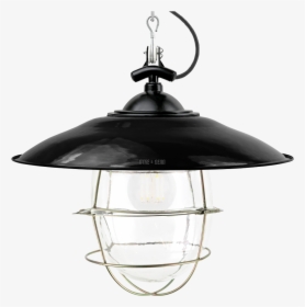 Black Enamel Shaded Bell Jar Light Brass Cage - Ceiling Fixture, HD Png Download, Transparent PNG