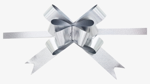 Silver Brushed Metallic Pull Bows-matte Silver Gift - Free Gift Ribbon Png, Transparent Png, Transparent PNG