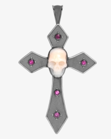 Theo Fennell Coral Skull And Ruby Gothic Cross Pendant - Pendant, HD Png Download, Transparent PNG
