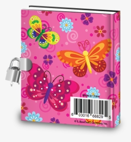 Pink Butterfly Kids Diary With Lock - Butterfly, HD Png Download, Transparent PNG