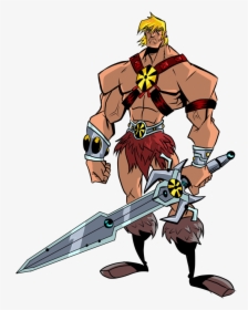 Clipart Sword He Man - Cartoon Man With Sword, HD Png Download, Transparent PNG