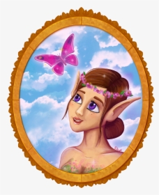 The Elf And The Pink Butterfly~ - Cartoon, HD Png Download, Transparent PNG