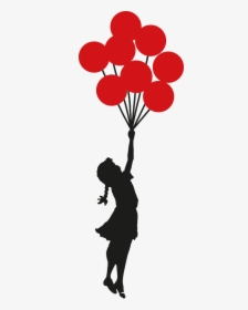 Banksy Girl With Balloons Wall Sticker - Balloons Black And White Png, Transparent Png, Transparent PNG