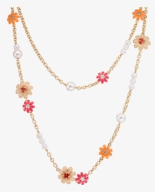 Daisy Chain Pearl Necklace Orange - Necklace, HD Png Download, Transparent PNG
