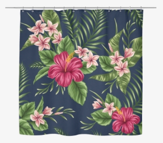 Tropical Floral Pattern Plumeria Hibiscus Flowers, HD Png Download, Transparent PNG