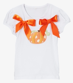 Orange Ribbon Pumpkin Short Sleeve Thanksgiving & Halloween - Blouse, HD Png Download, Transparent PNG