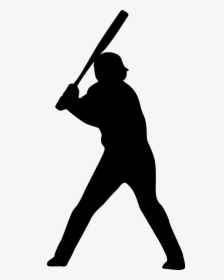 Baseball Player Batter Softball Clip Art - Baseball Player Silhouette, HD Png Download, Transparent PNG