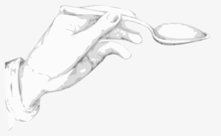 Monochrome - Hand Holding Spoon Drawing, HD Png Download, Transparent PNG