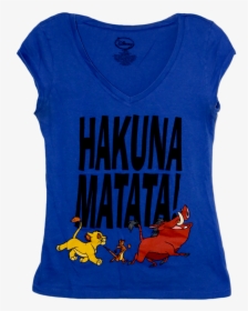 A Blue V Neck T Shirt With Simba, Timon, And Pumbaa - Active Shirt, HD Png Download, Transparent PNG