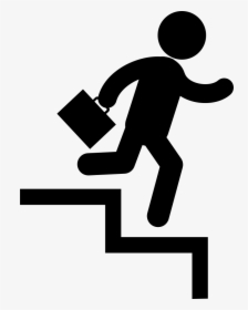 Businessman Going Down By Stair Steps With Suitcase - Businessman Running Icon, HD Png Download, Transparent PNG