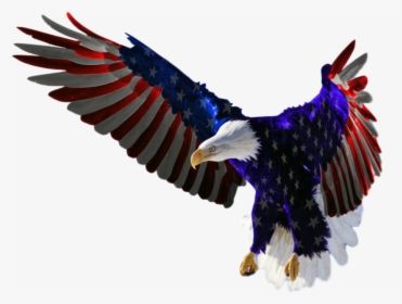 Features American Flag Eagle Clipped Rev - Eagle Flying American Flag, HD Png Download, Transparent PNG