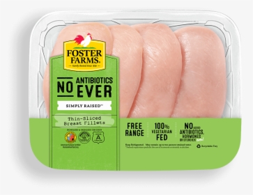 Thin-sliced Boneless Skinless Breast Fillets With No - Foster Farms No Antibiotics Ever, HD Png Download, Transparent PNG