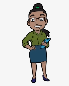 Transparent Smart Clipart - Black Business Woman Cartoon Png, Png Download, Transparent PNG