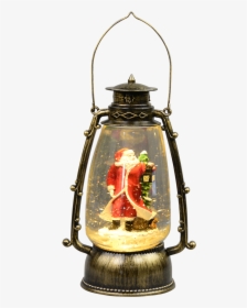 Santa In Antique Look Hurricane Lantern Snow Globe - Santa In Lantern Snow Globe, HD Png Download, Transparent PNG