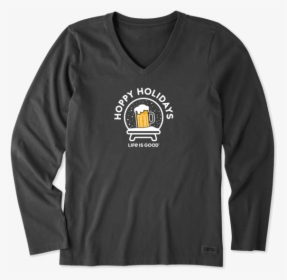 Women S Hoppy Holidays Snow Globe Long Sleeve Crusher - Womens Thanksgiving Shirts Funny, HD Png Download, Transparent PNG