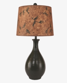 Avacado Ridged Tear Drop Table Lamp W/ Pine Branch - Lampshade, HD Png Download, Transparent PNG