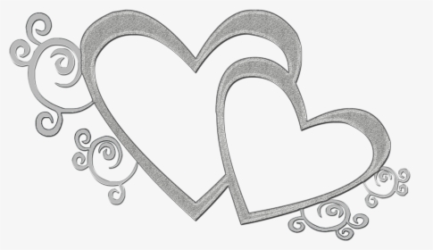 Black And White Double Heart Clipart Jpg Freeuse Double - 25th Wedding Anniversary Clipart, HD Png Download, Transparent PNG