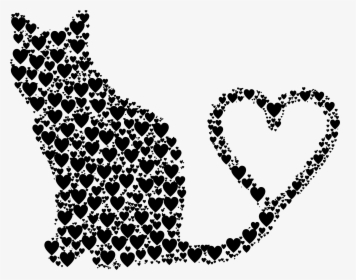 Transparent Snapchat Heart Filter Png - Silhouette Cat Heart, Png Download, Transparent PNG