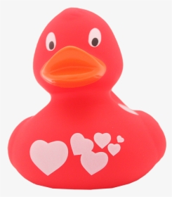 Red Rubber Duck With White Hearts By Lilalu - Bath Toy, HD Png Download, Transparent PNG
