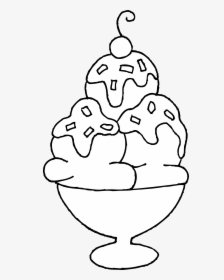 Sundae Ice Cream Cones Fudge - Draw An Ice Cream Sundae, HD Png Download, Transparent PNG