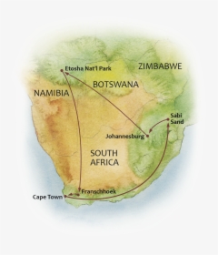 Map Of The Great Namibia And South Africa Safari - Map, HD Png Download, Transparent PNG