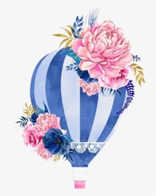 #png#globoaerostatico #tumblr #azul#floral - Watercolor Hot Air Balloon Png, Transparent Png, Transparent PNG