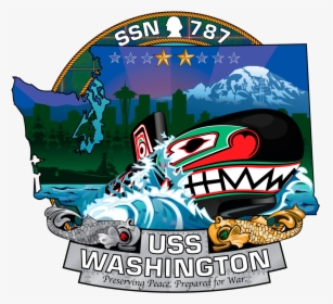 The Ship S Crest Of The Virginia-class Attack Submarine - Uss Washington Ssn 787, HD Png Download, Transparent PNG