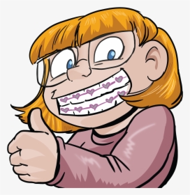 Girl With Braces Thumbs Up - Braces Cartoon Png, Transparent Png, Transparent PNG