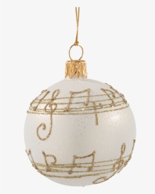 Glass Bauble Cream Colored With Musical Notes, 6 Cm - Note De Musique Noel, HD Png Download, Transparent PNG
