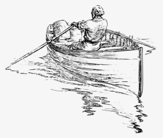 Line Art,watercraft,art - Rowing A Boat Drawing, HD Png Download, Transparent PNG