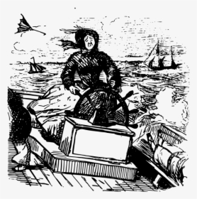 Vector Image Of Old Woman Navigating A Ship - Sailing Cartoons, HD Png Download, Transparent PNG