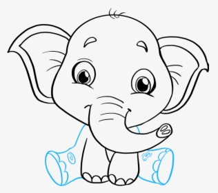 How To Draw Baby Elephant - Drawing Of A Baby Elephant, HD Png Download, Transparent PNG
